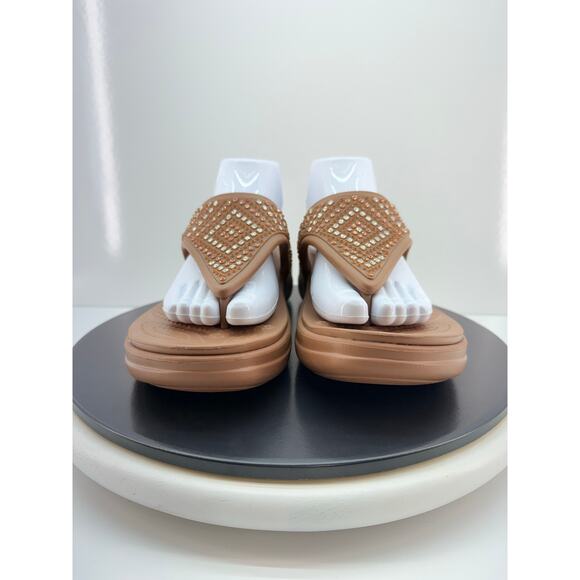 Crocs Monterey Shimmer Womens 11 Wedge Flip Flop Sandals Bronze Brown Platform - Picture 4 of 13